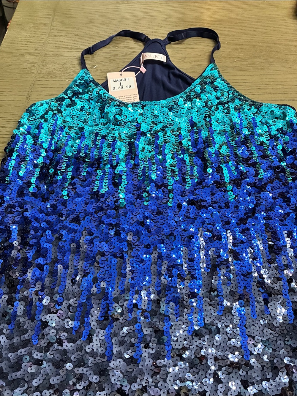 Ladies blouse Teal Sequin Party blouse
